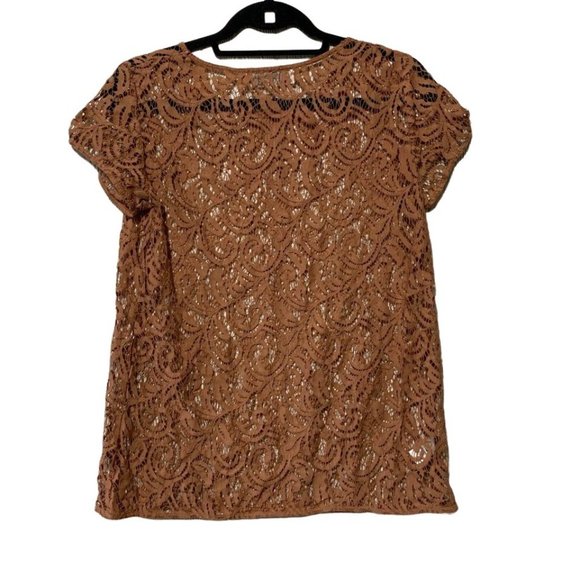 Ann Taylor Loft Burnt Orange Lace Top - Picture 3 of 5